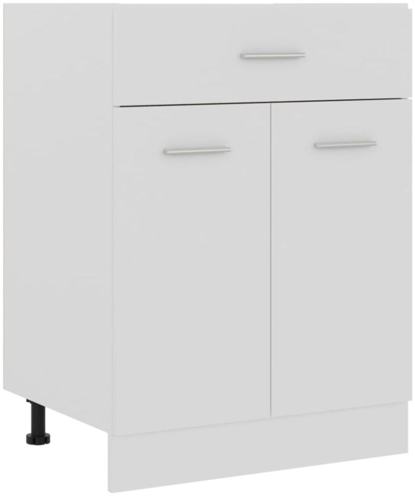 vidaXL Schubunterschrank mit 2 Regalböden 1 Schublade Schrank Küchenzeile Küchenmöbel Unterschrank Küchenschrank Weiß 60x46x81,5cm Holzwerkstoff Bild 1