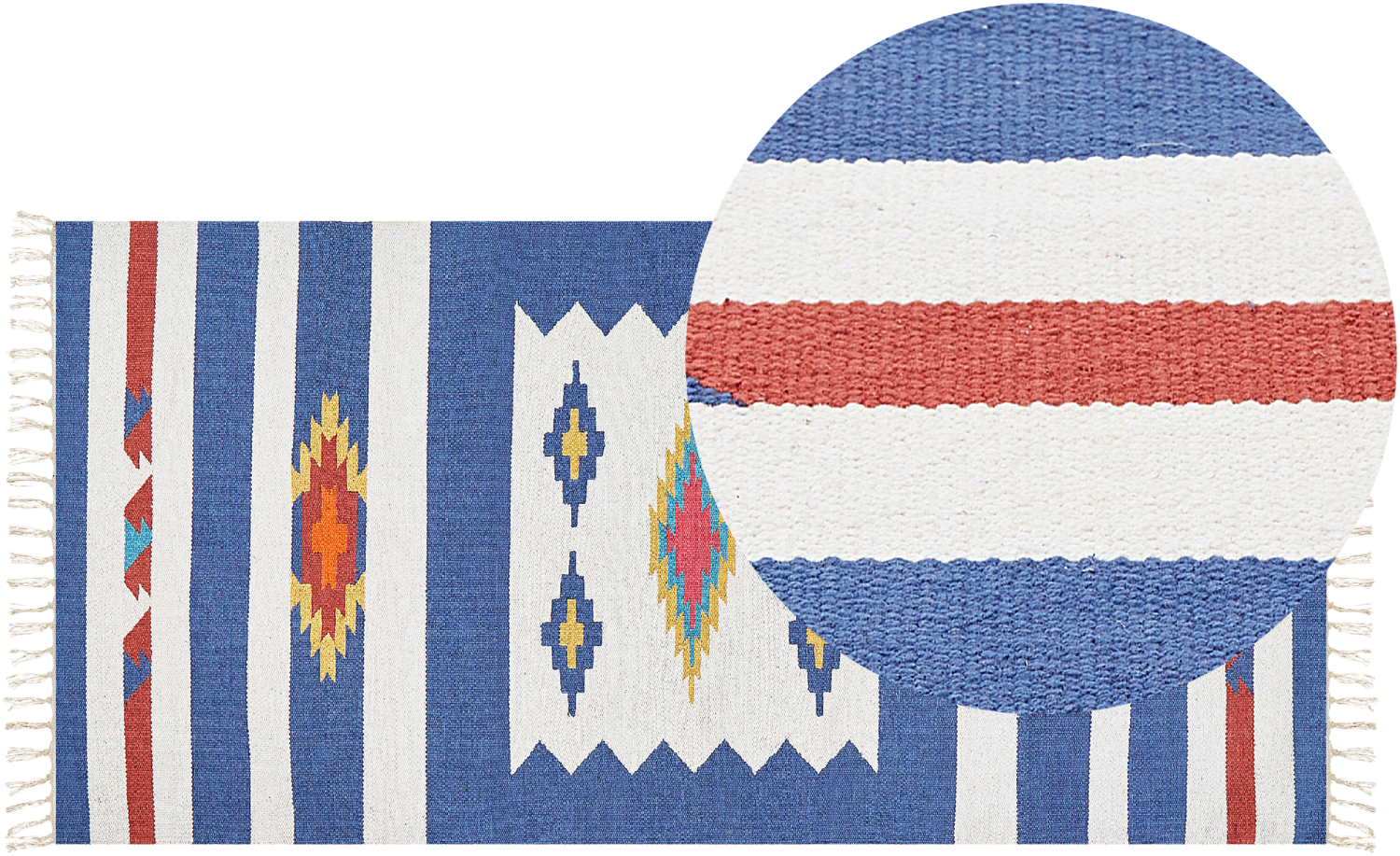 Kelim Teppich Baumwolle mehrfarbig 80 x 150 cm geometrisches Muster Kurzflor VARSER Bild 1