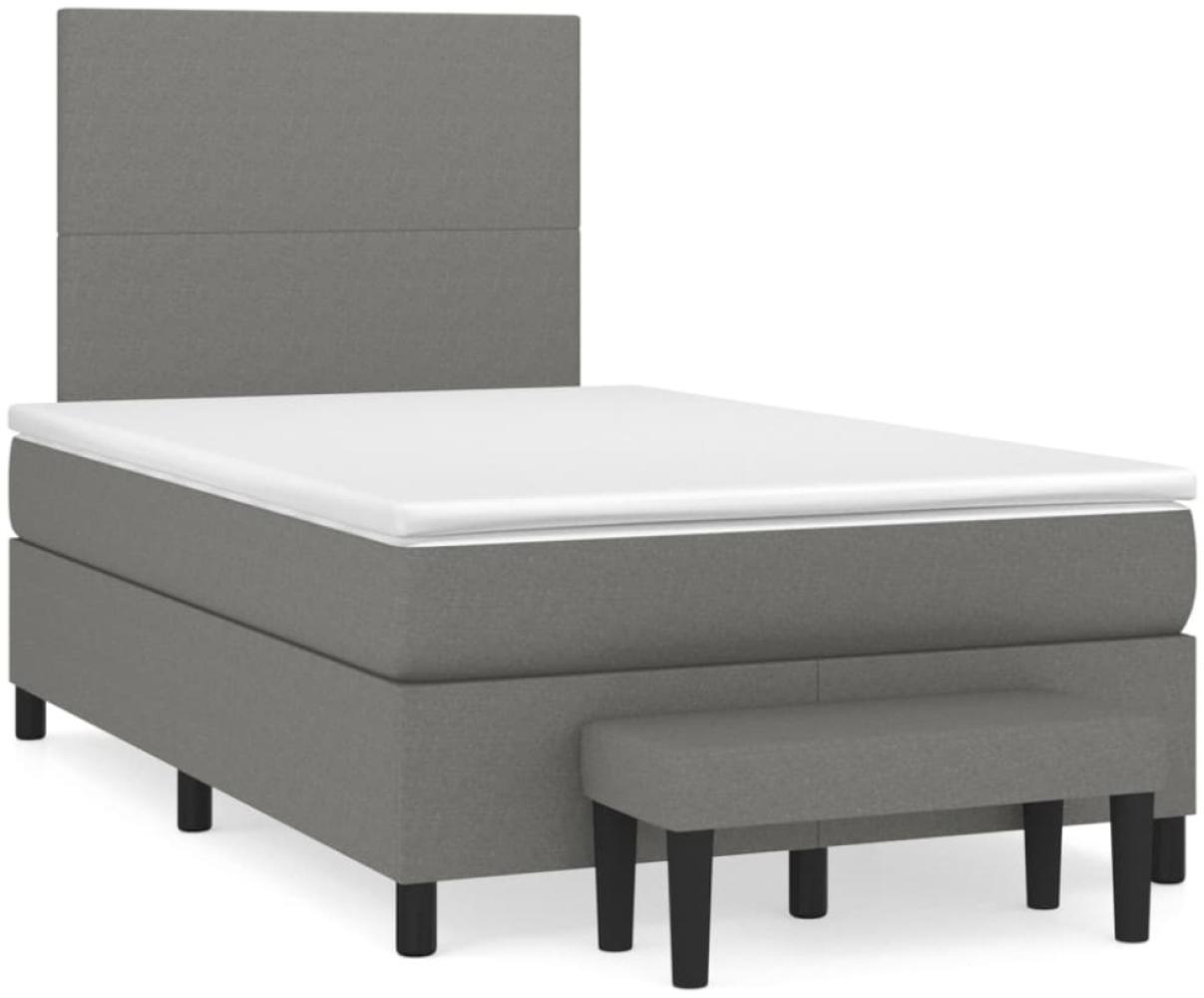 vidaXL Boxspringbett mit Matratze Dunkelgrau 120x190 cm Stoff Bild 1