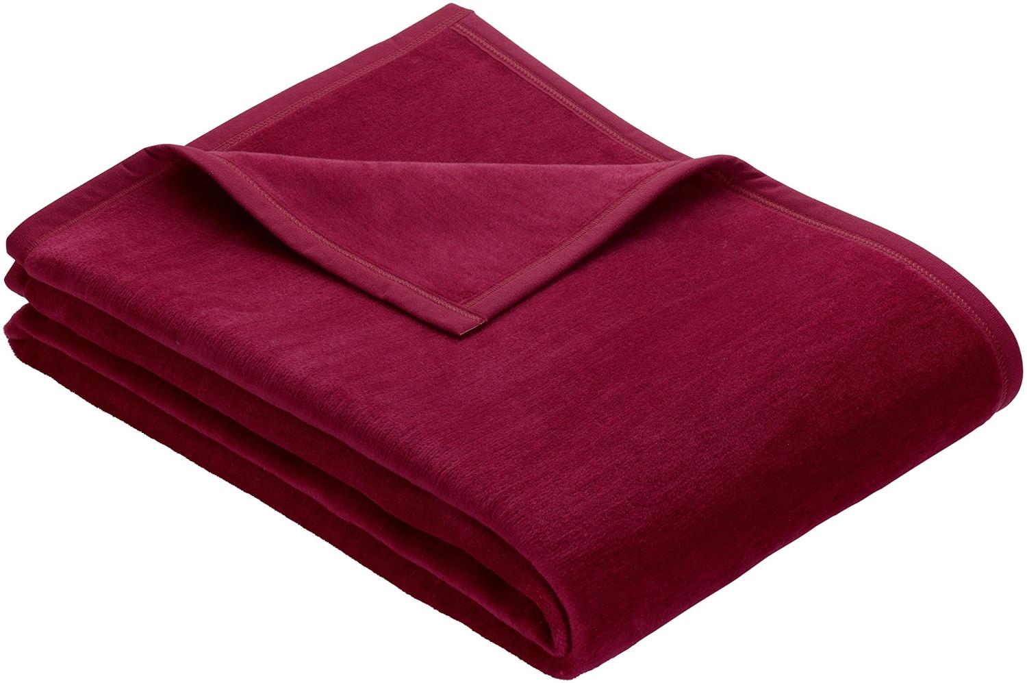 Ibena Porto XXL Decke 180x220 cm – Baumwollmischung weich, warm & waschbar, Tagesdecke rot einfarbig Bild 1