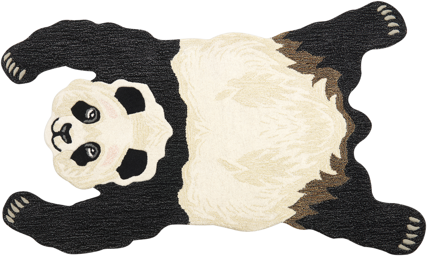 Kinderteppich Wolle schwarz weiß 100 x 160 cm Pandamotiv JINGKING Bild 1