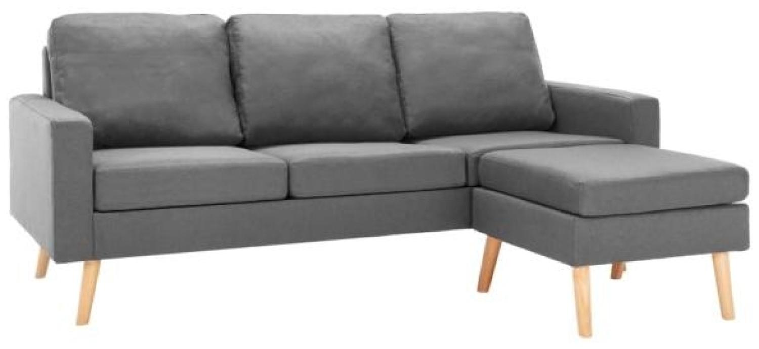 vidaXL 3-Sitzer-Sofa mit Hocker Hellgrau Stoff Bild 1