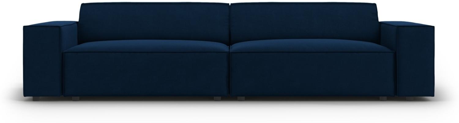 Micadoni 4-Sitzer Samtstoff Sofa Jodie | Bezug Royal Blue | Beinfarbe Black Plastic Bild 1