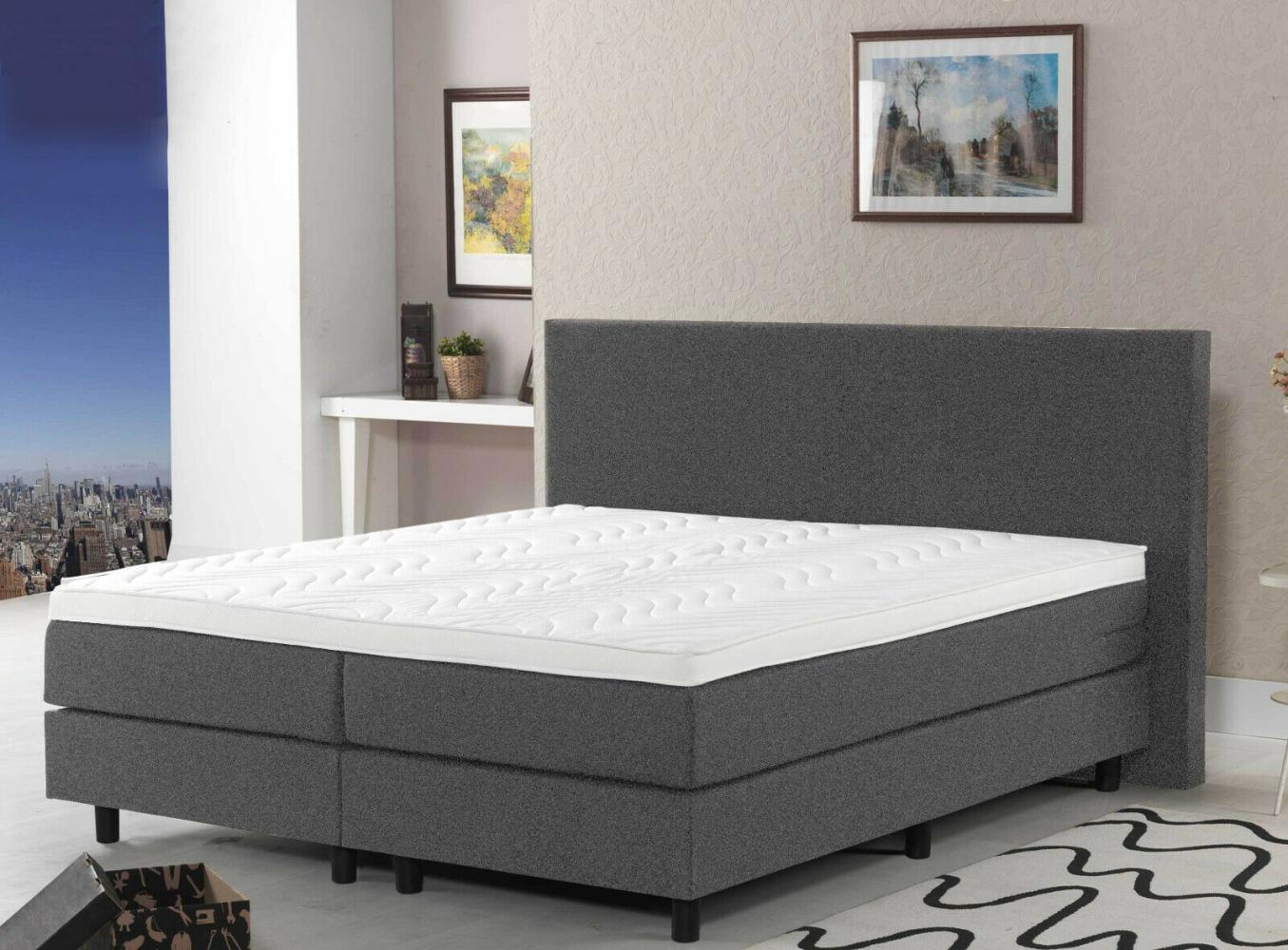 Boxspringbett FLORENZ 200cm, Härtegrad 2x H5 (Bezug: Kunstleder anthrazit) Bild 1