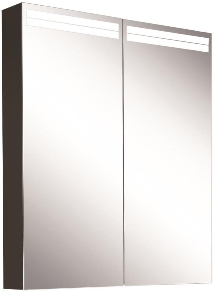 Schneider ARANGALINE LED Lichtspiegelschrank, 2 Doppelspiegeltüren, 60x70x12cm, 160. 460. 02. 41, Ausführung: EU-Norm/Korpus schwarz matt - 160. 460. 02. 41 Bild 1