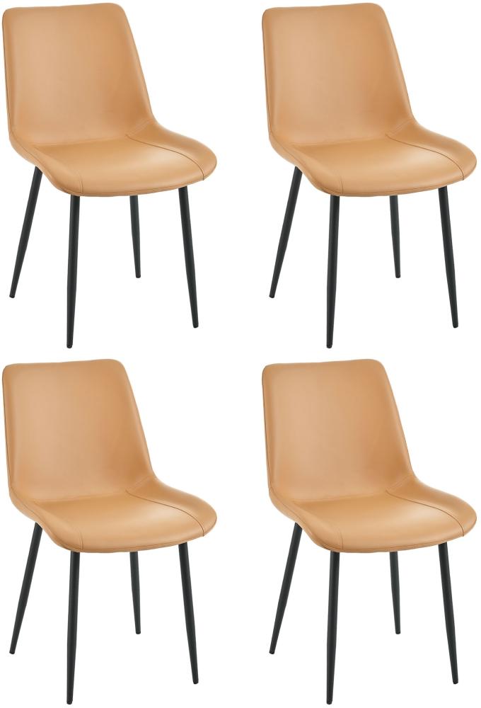 Merax Esszimmerstuhl (4 St), 4er-Set Polsterstuhl, Sitzfläche aus Kunstleder, Gestell aus Metall, Verstellbare Vorderbeine, Braun Bild 1
