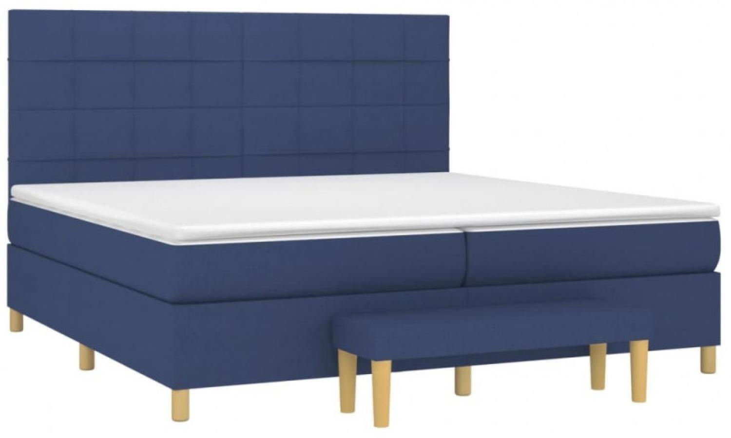 vidaXL Boxspringbett mit Matratze Stoff Blau 200 x 200 cm, Härtegrad: H2 [3137187] Bild 1