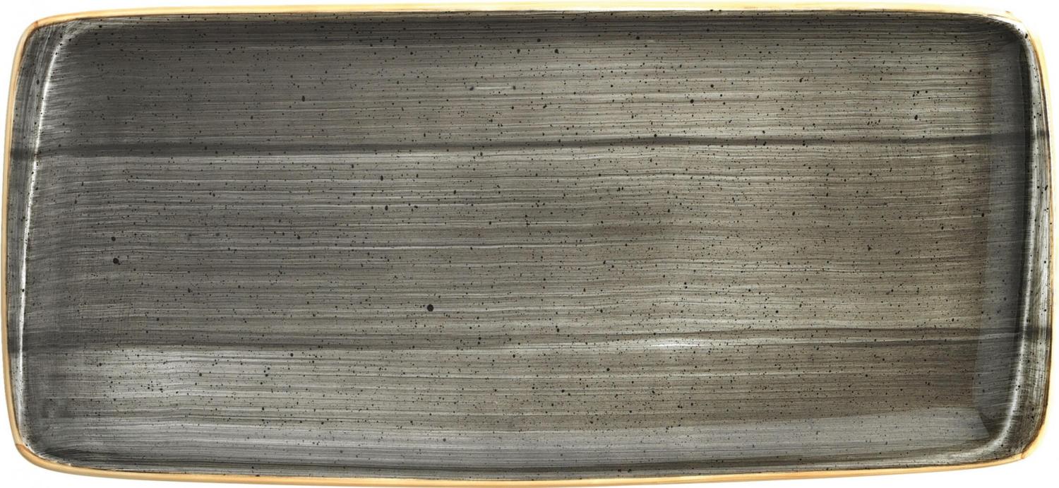 2x Servierplatten Speiseteller Porzellan Geschirr rechteckig Anthrazitgrau Creme Bonna Aura Space Moove 34x16cm Kantenschutz Bild 1