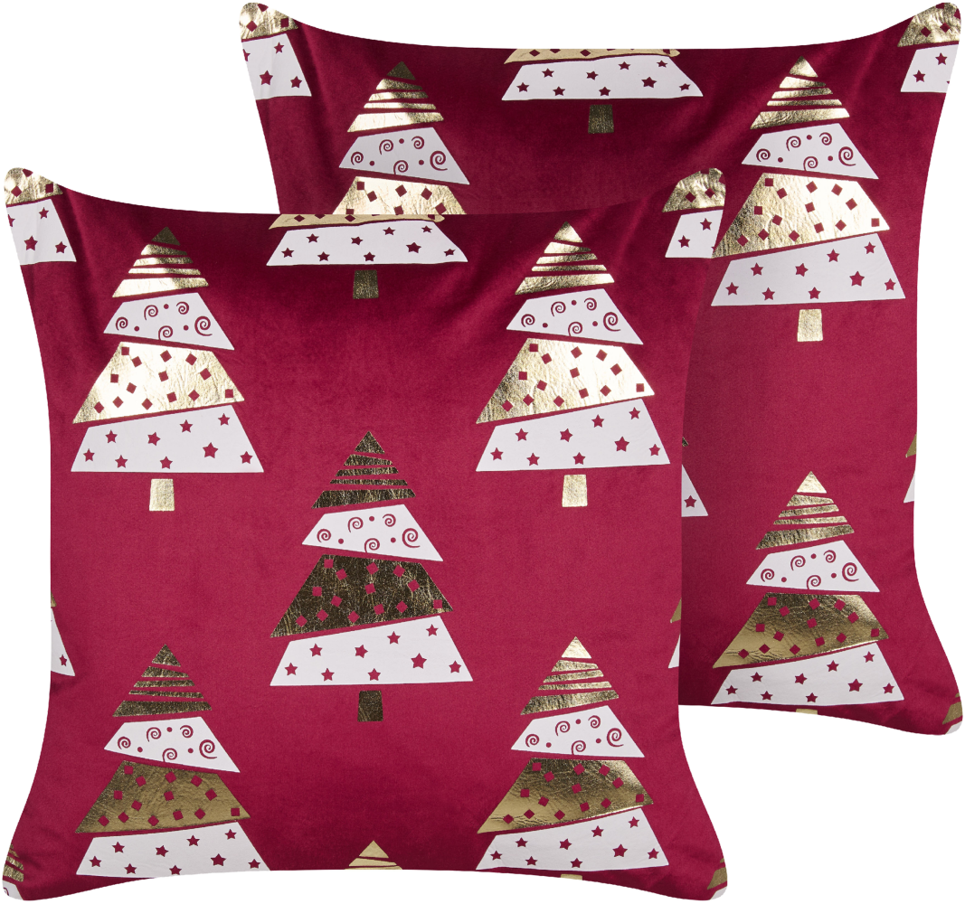 Kissen 2er Set Samtstoff Rot GOLDSPRUCE 45 x 45 cm Bild 1