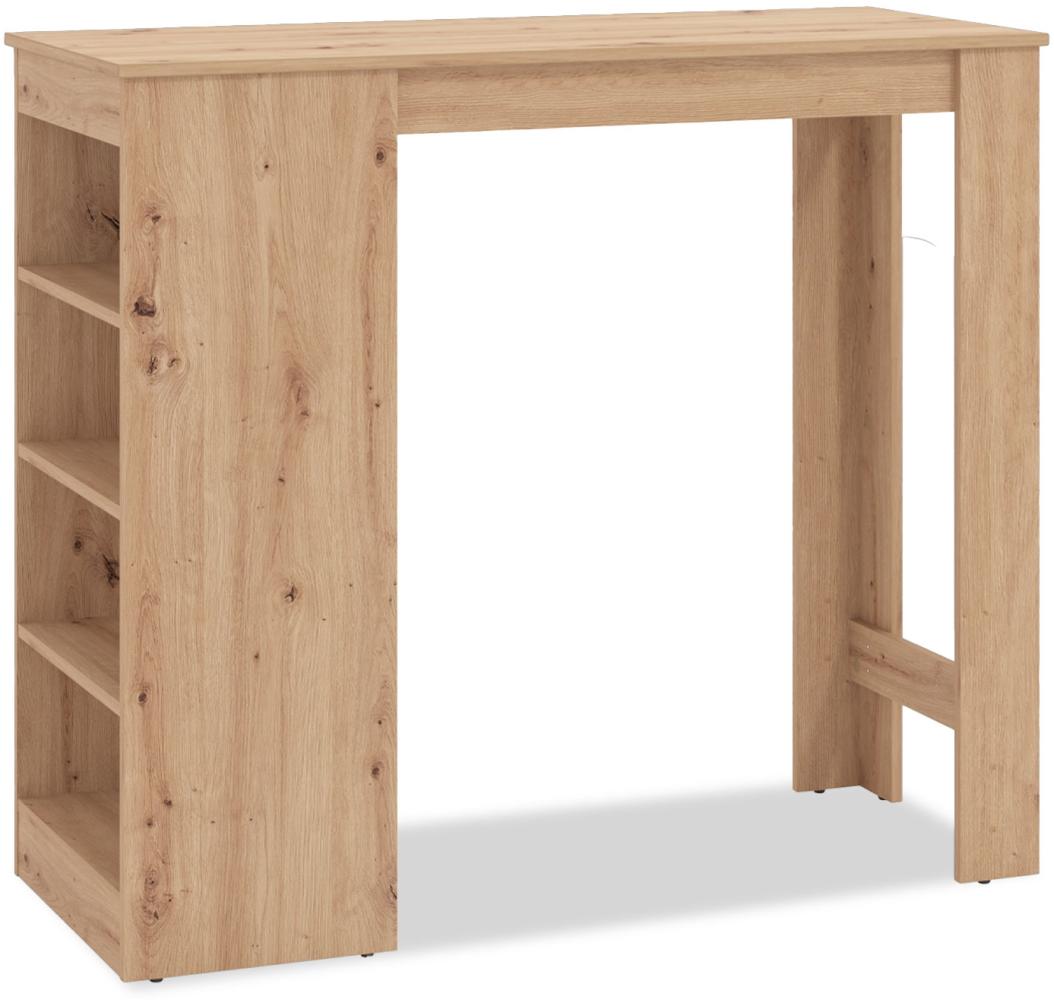 Bartisch 120x50 cm Holz Eiche Esstisch Hochtisch Holztisch Küche Tresentisch Stehtisch mit Stauraum Tisch Bild 1