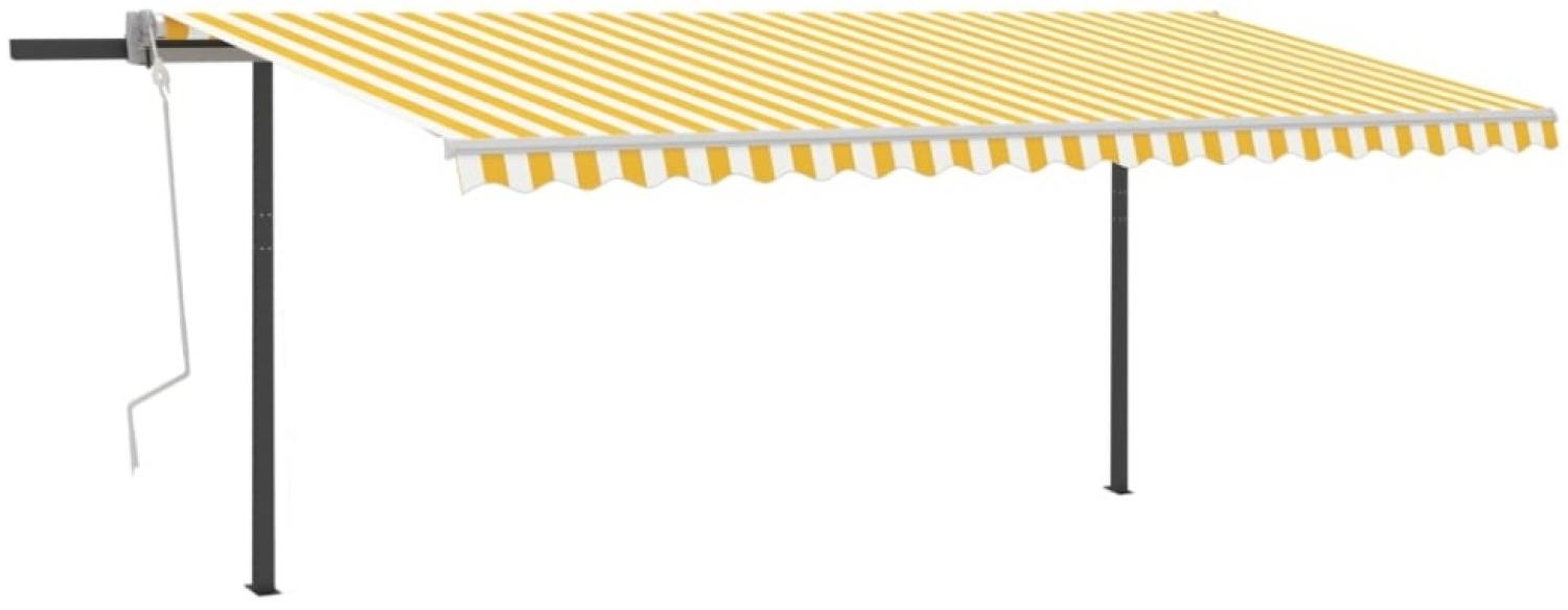 vidaXL Markise Manuell Einziehbar mit LED 5x3 m Gelb und Weiß Bild 1