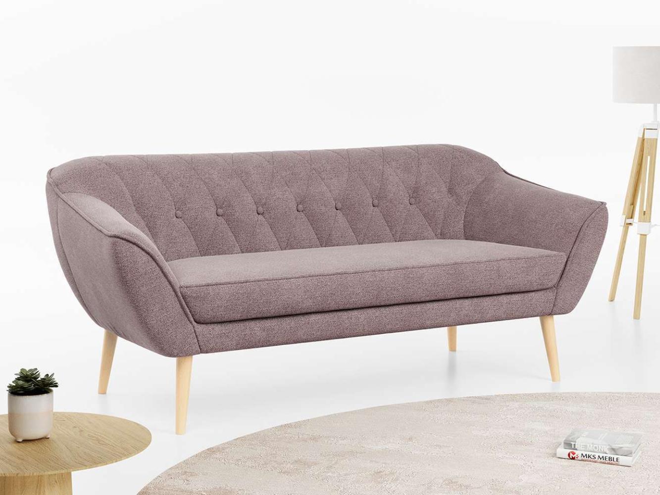 Sofa, Skandinavischer Stil, Holzbeine - PIRS - 3 Sitzer - Rosa - Struktur Bild 1