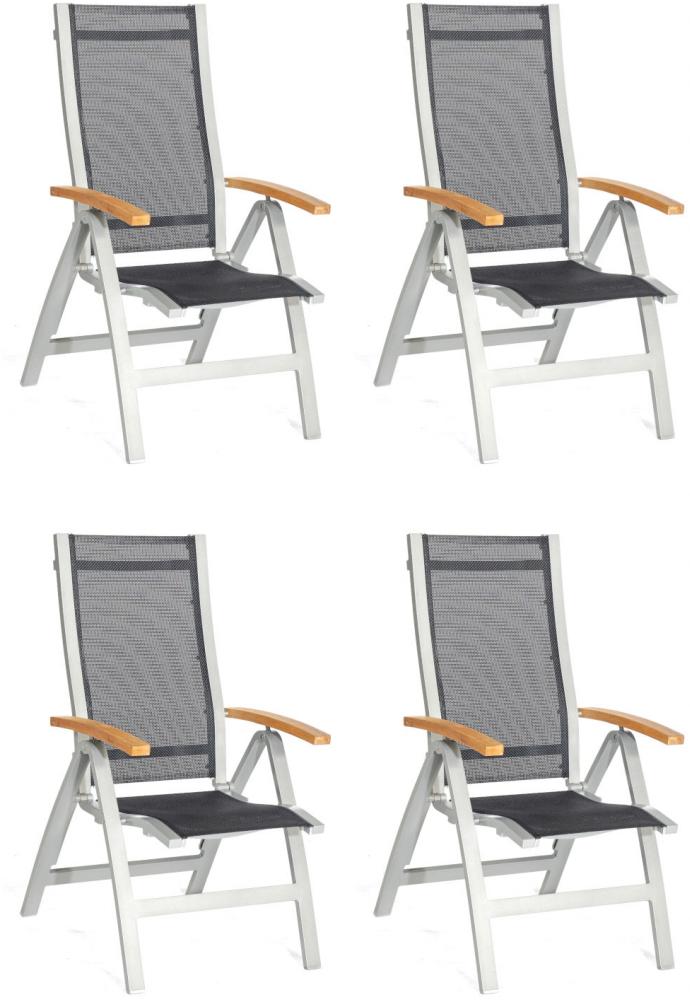 Sonnenpartner 4er-Set Klappsessel Florida Aluminium silber/Textilen schwarz Klapp-Sessel Klappstuhl Bild 1