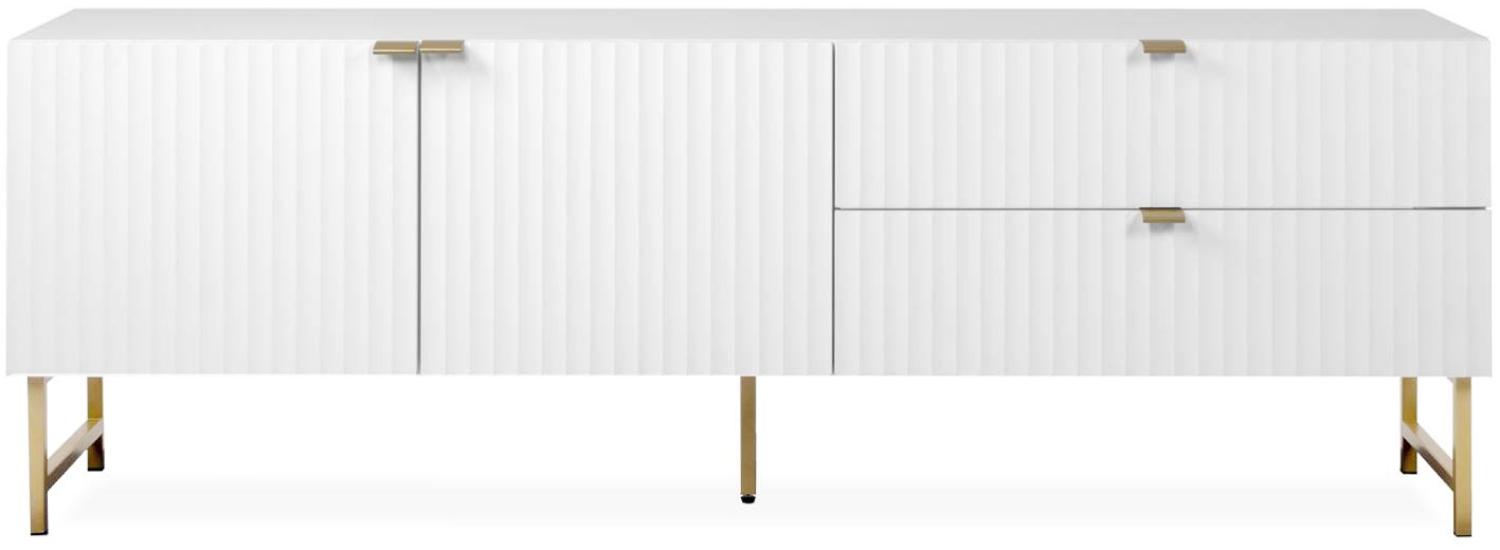 Homestyle4u Lowboard mit Schubladen, Holz weiß / gold, 179 x 60,5 x 39 cm Bild 1