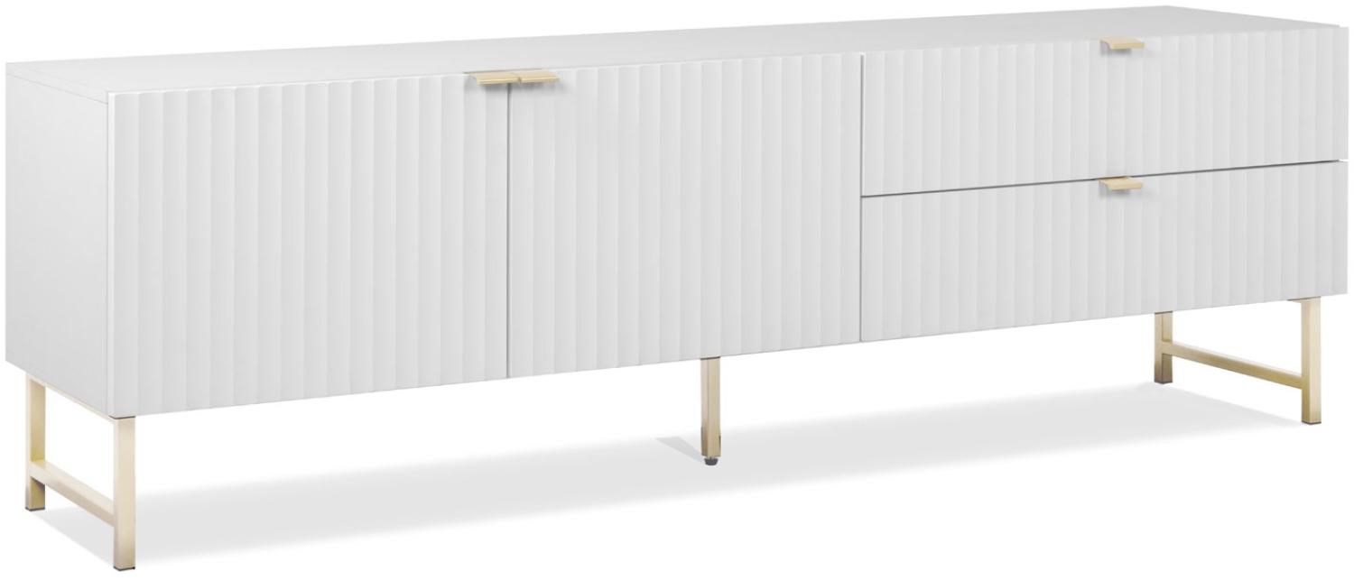 Homestyle4u Lowboard mit Schubladen, Holz weiß / gold, 179 x 60,5 x 39 cm Bild 1