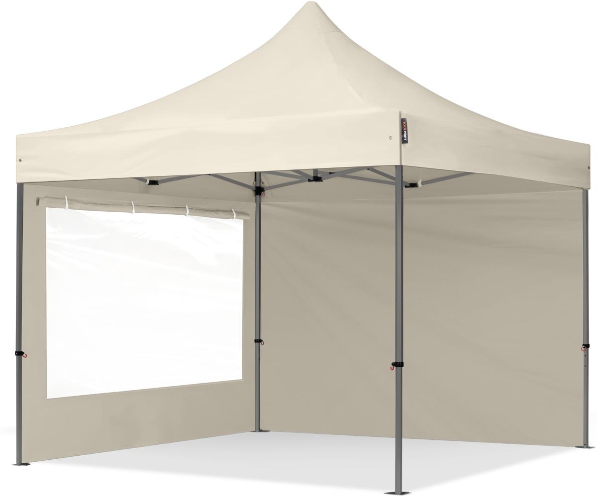 3x3 m Faltpavillon, PREMIUM Stahl 40mm, Seitenteile mit Panoramafenstern, creme Bild 1