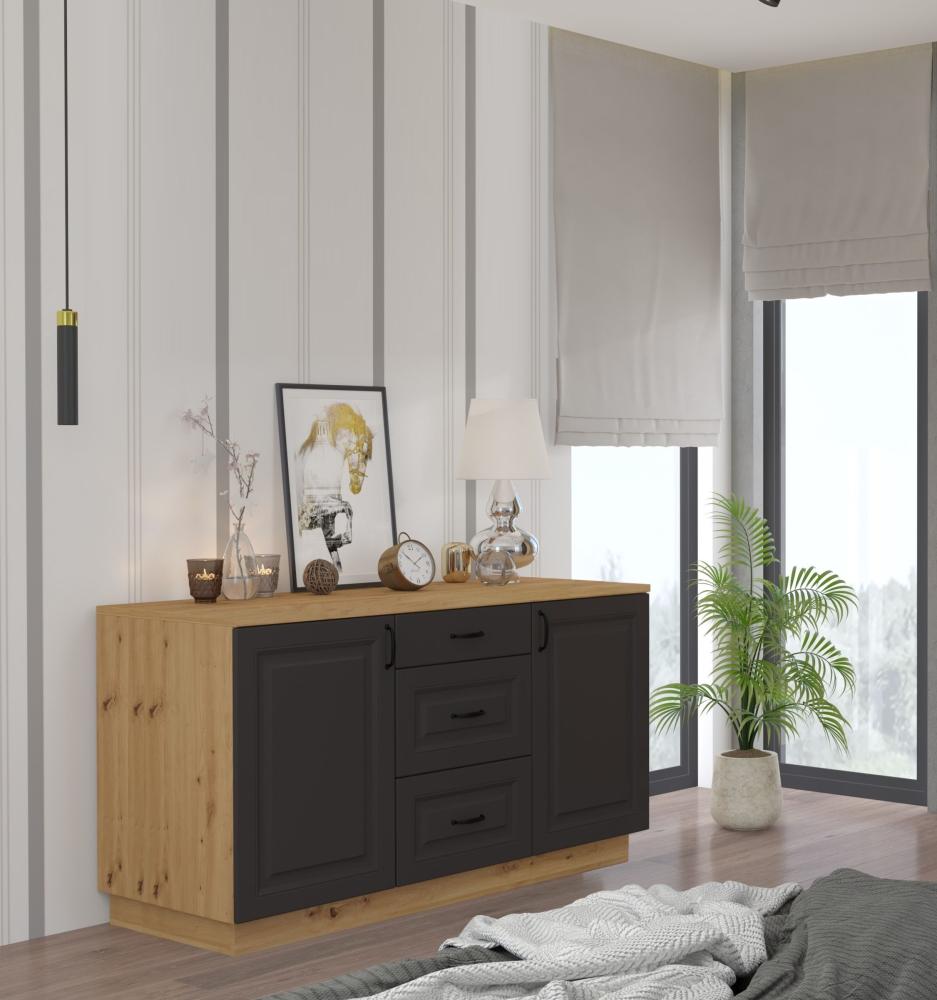 Kommode Stilo 150 cm Esszimmer Landhaus Grau Eiche Artisan Buffet Küche Anrichte Bild 1