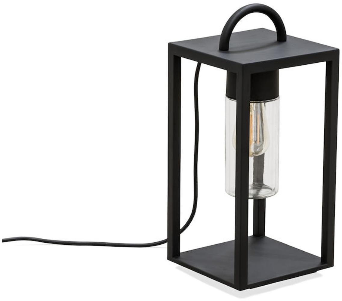 LED Bodenlaterne Schwarz aus Stahl mit Klarglas, Höhe 45,5cm Bild 1