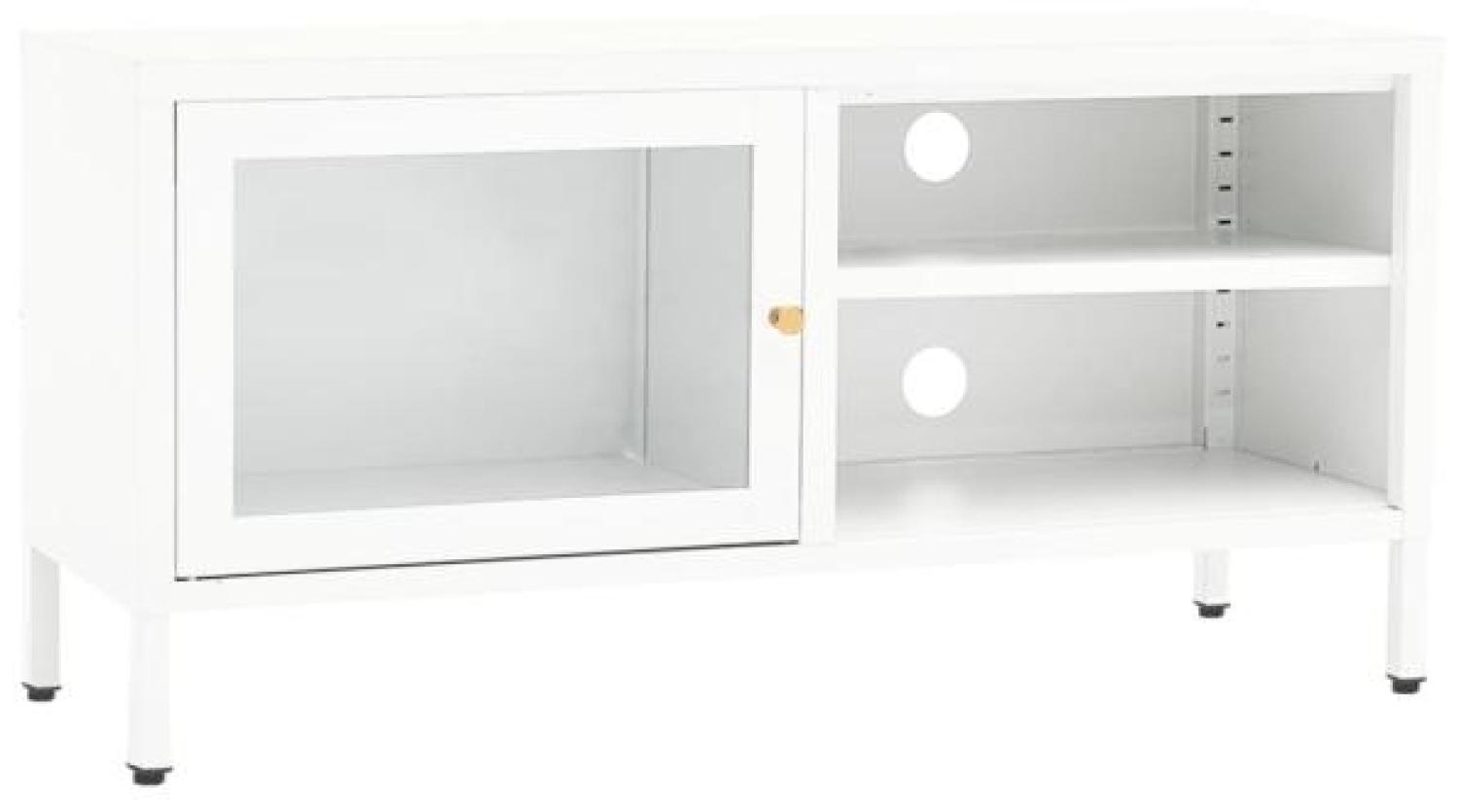 vidaXL TV-Schrank Weiß 90x30x44 cm Stahl und Glas Bild 1