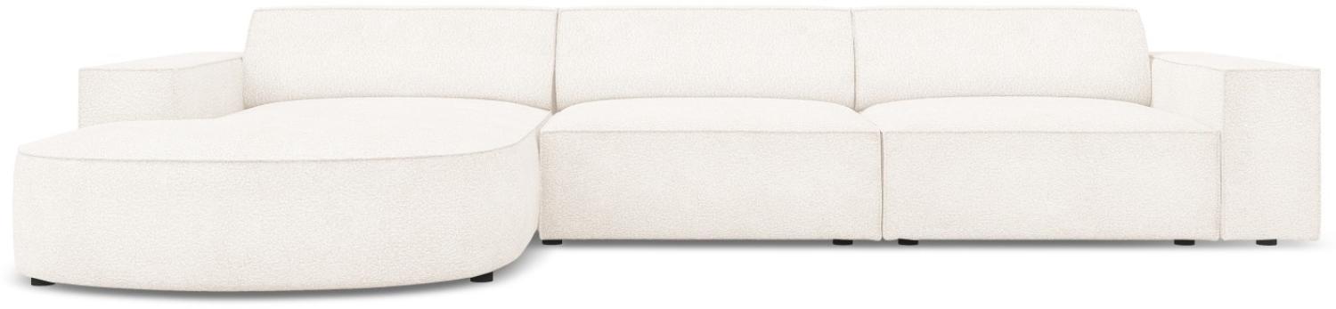 Micadoni 4-Sitzer Boucle Ecke links Sofa Jodie | Bezug Beige | Beinfarbe Black Plastic Bild 1