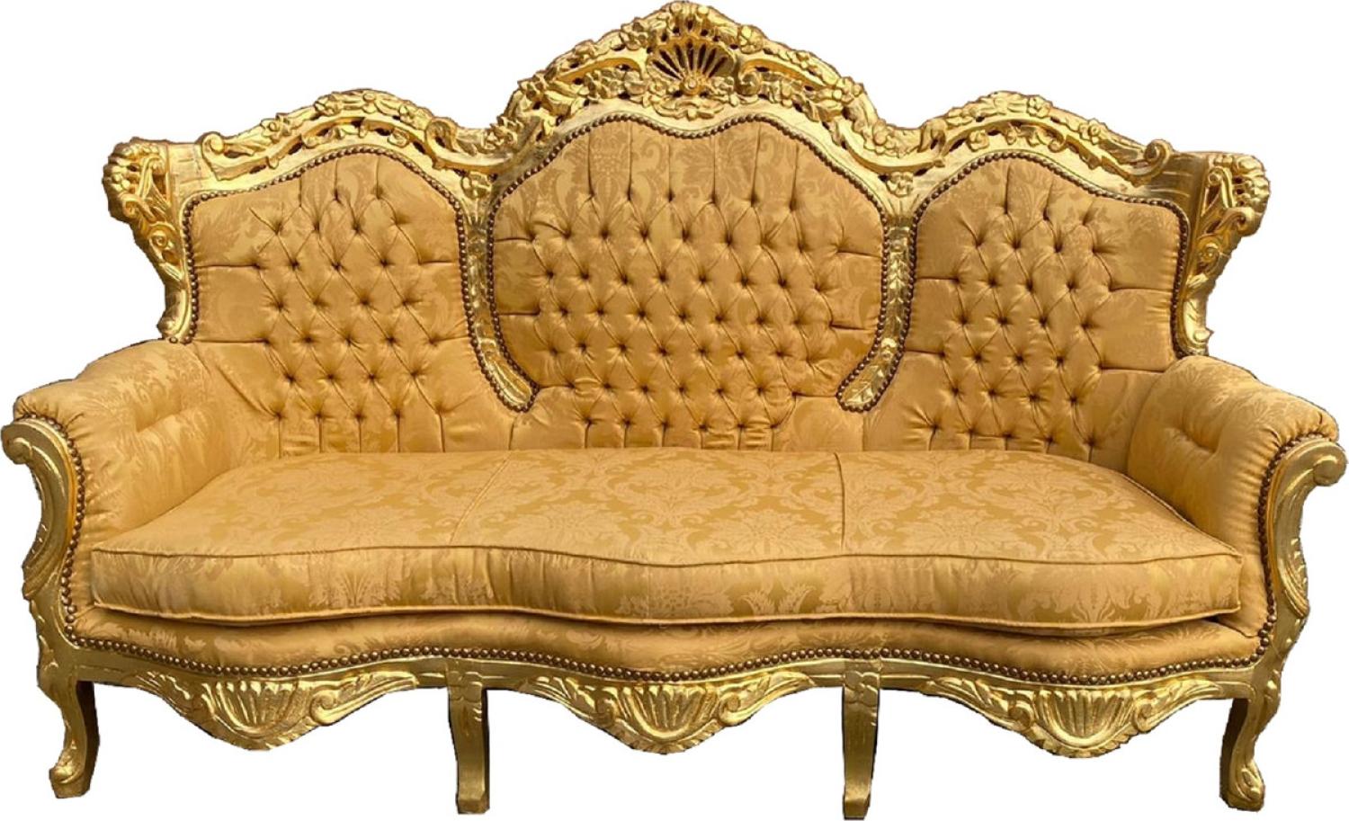 Casa Padrino Barock 3er Sofa Lord Gold Muster / Gold 184 x 81 x H. 125 cm Bild 1