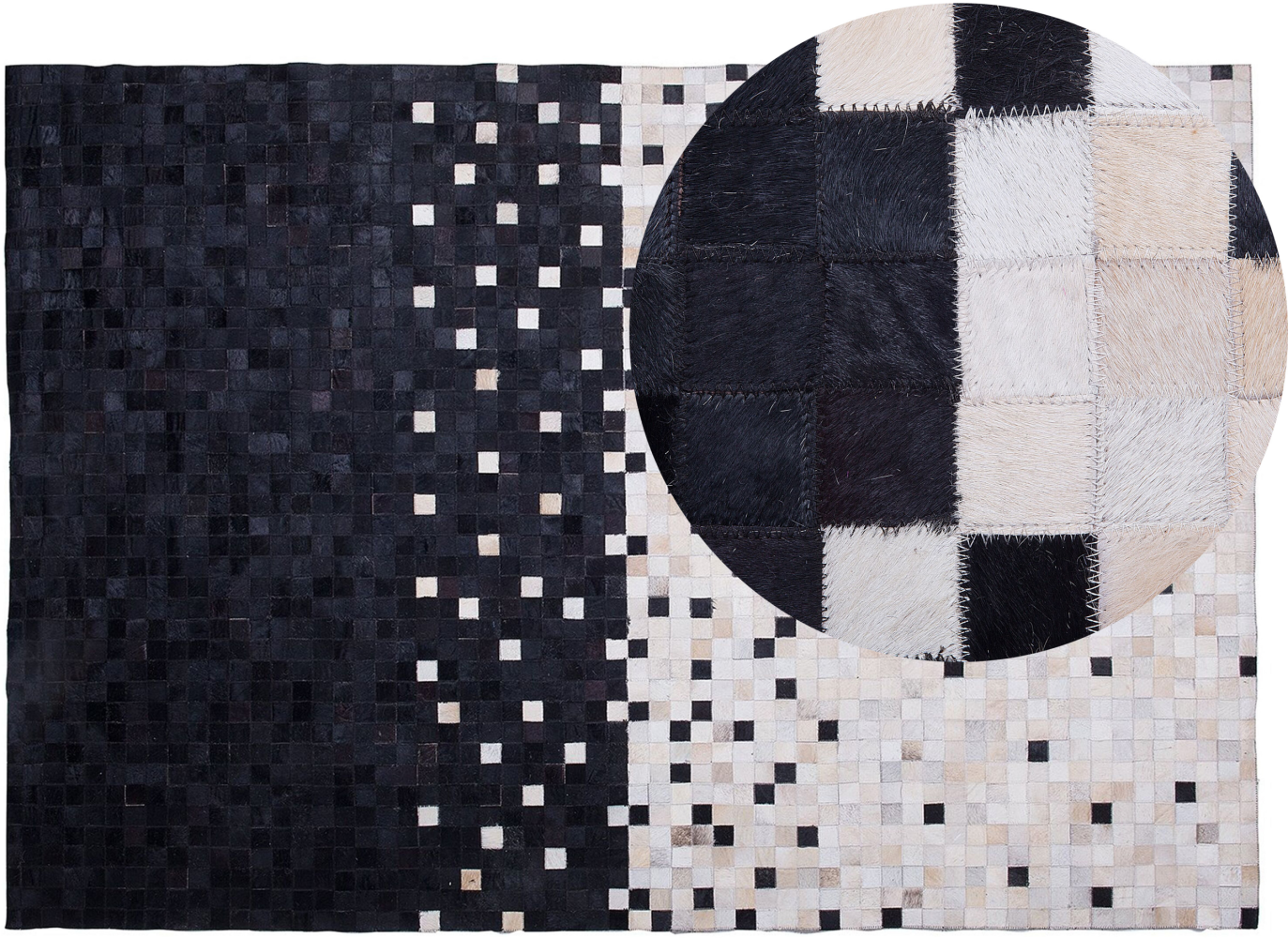 Teppich Leder schwarz-beige 140 x 200 cm Patchwork ERFELEK Bild 1