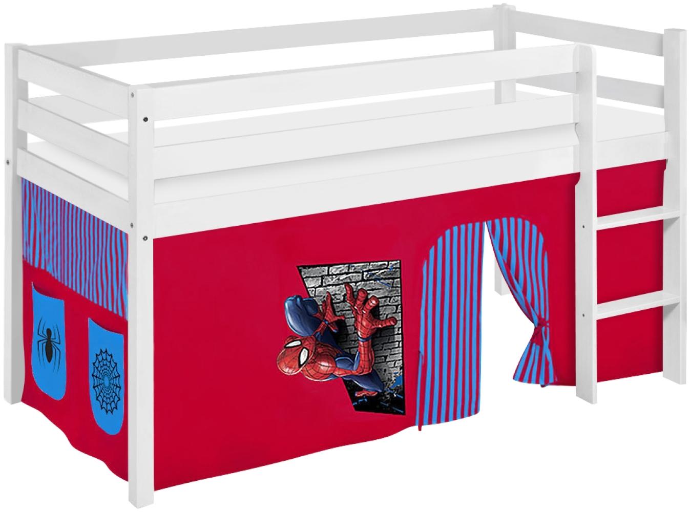 Lilokids 'Jelle' Spielbett 90 x 190 cm, Spiderman, Kiefer massiv, mit Vorhang Bild 1