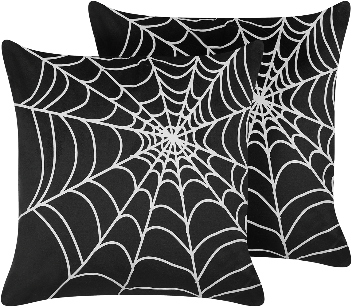 Dekokissen Spinnennetz-Muster Samtstoff schwarz weiß 45 x 45 cm 2er Set LYCORIS Bild 1