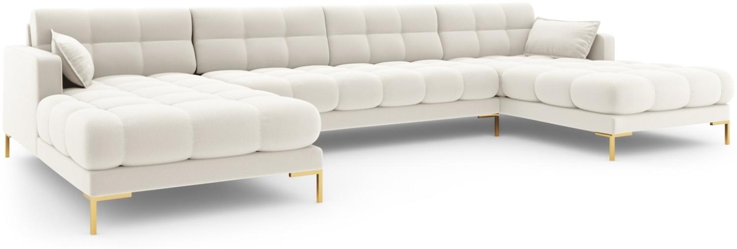 Micadoni 6-Sitzer Panorama Sofa Mamaia | Bezug Light Beige | Beinfarbe Gold Metal Bild 1