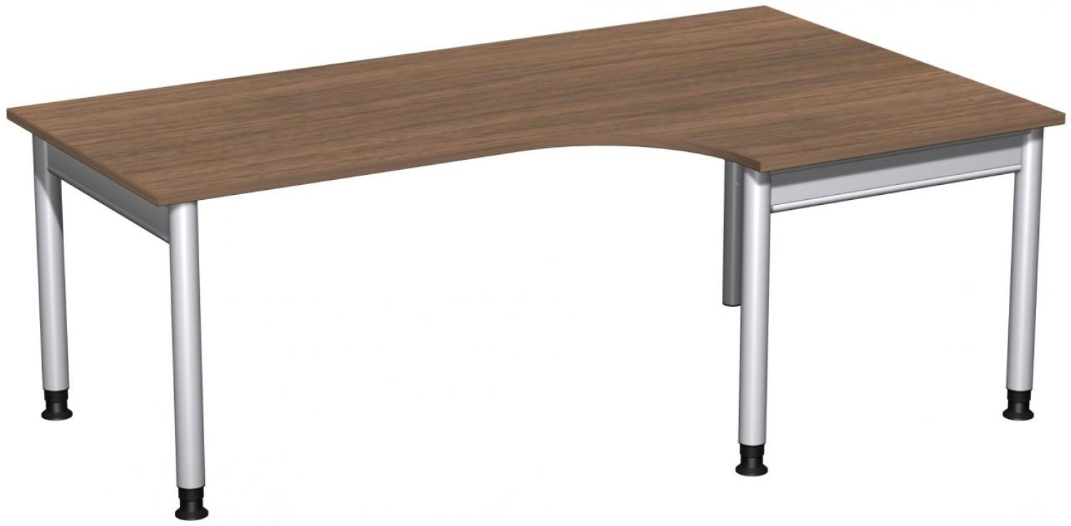 PC-Schreibtisch '4 Fuß Pro' rechts, höhenverstellbar, 200x120cm, Nussbaum / Silber Bild 1
