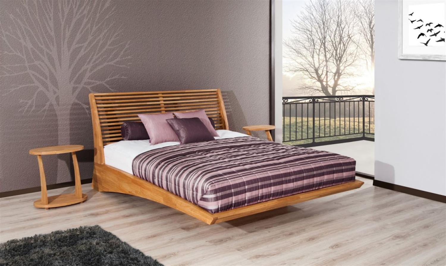 Massivholzbett Bett Schlafzimmerbett FRESNO Eiche massiv 200x200 cm Bild 1