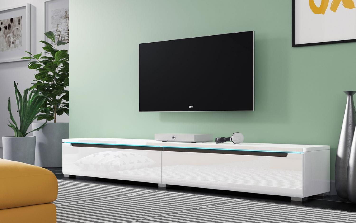 Lowboard "Duna" TV-Unterschrank 180cm weiß hochglanz grifflos MDF Bild 1