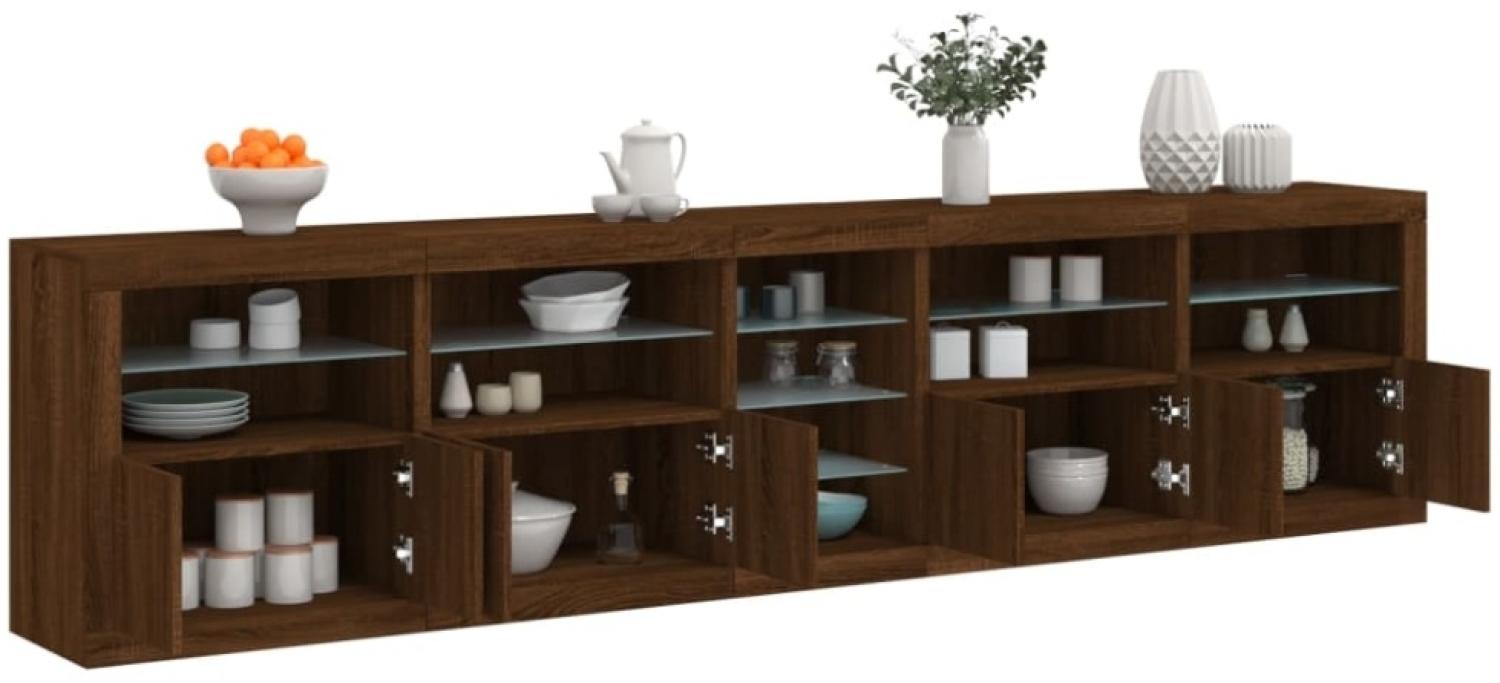 vidaXL Sideboard mit LED-Leuchten Braun Eichen-Optik 283x37x67 cm Bild 1