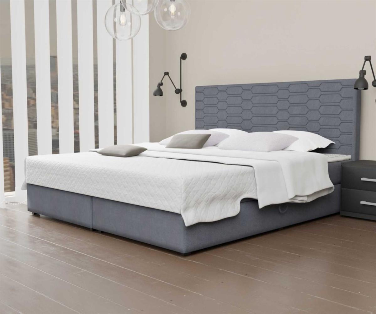 Boxspringbett Schlafzimmerbett OMERO 140x200cm Stoff Steel inkl. Bettkasten Bild 1