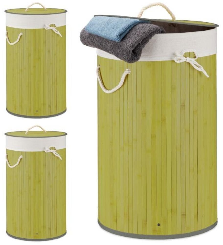 3 x Wäschekorb Bambus rund grün 10041813 Bild 1