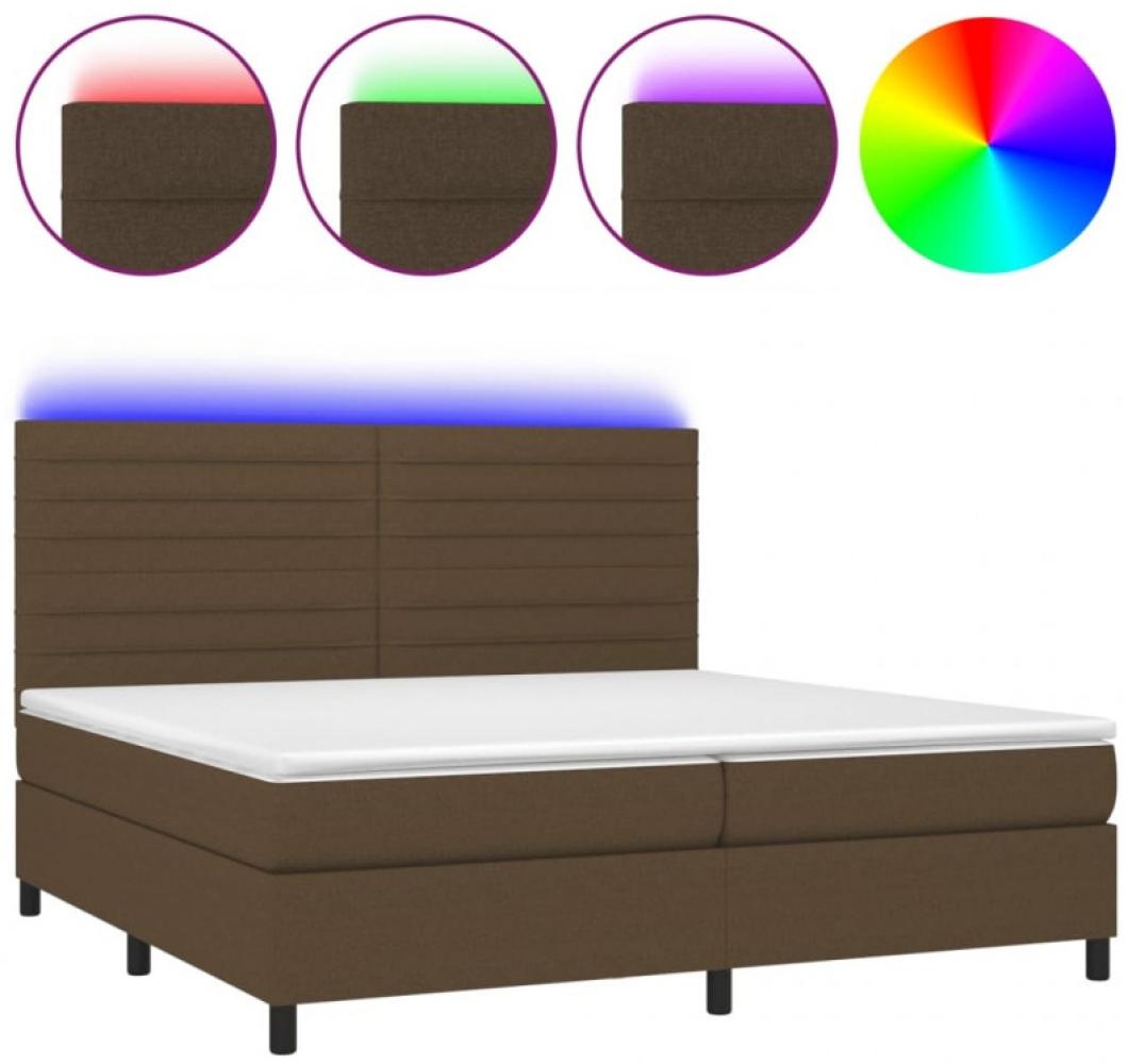 Boxspringbett mit Matratze & LED Stoff Dunkelbraun 200 x 200 cm, Härtegrad: H2 [3134984] Bild 1