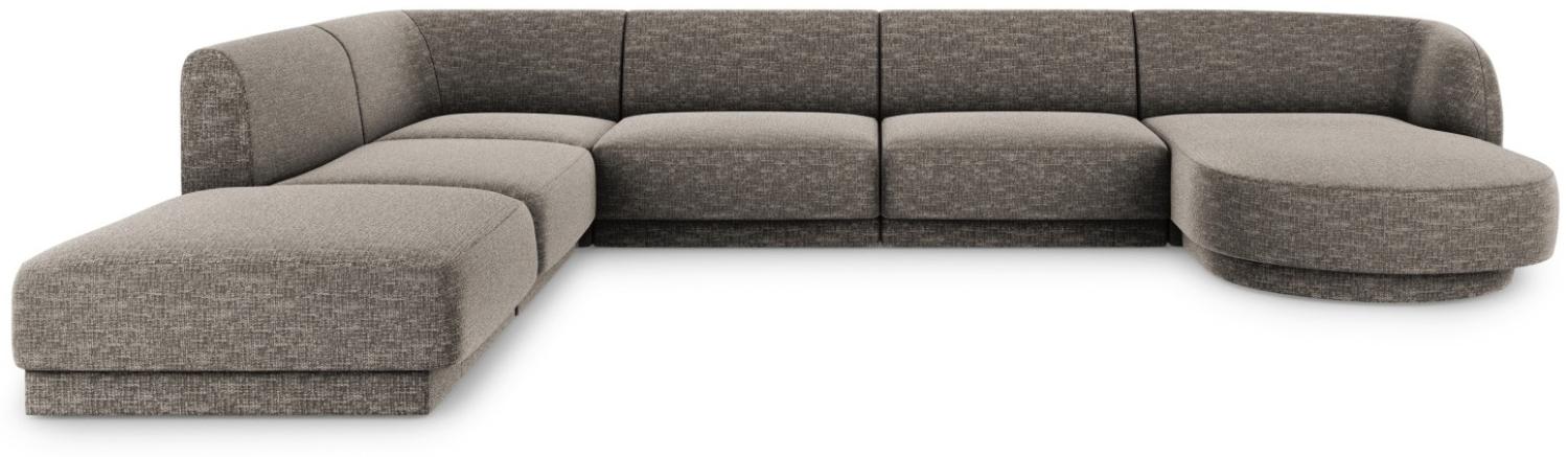 Micadoni 6-Sitzer Panorama Ecke links Sofa Miley | Bezug Grey | Beinfarbe Black Plastic Bild 1