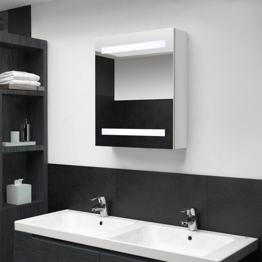 vidaXL LED-Bad-Spiegelschrank Glänzendes Weiß 50x14x60 cm Bild 1
