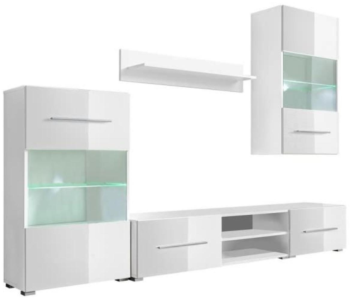 Fünfteilige Wohnwand TV-Schrank mit LED-Beleuchtung Weiß Bild 1