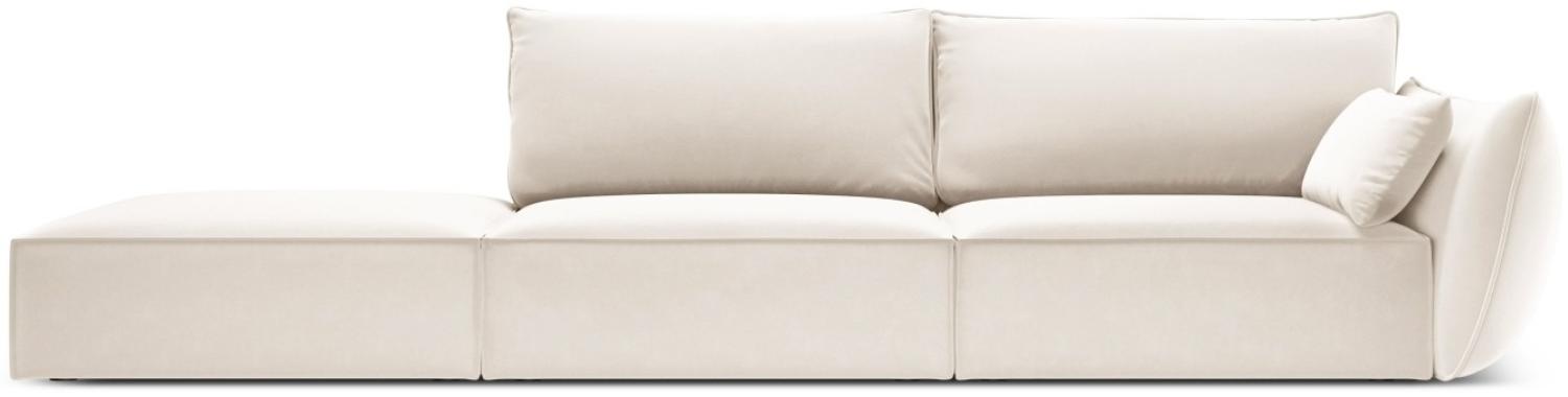 Micadoni 4-Sitzer Links Samtstoff Sofa Kaelle | Bezug Light Beige | Beinfarbe Black Plastic Bild 1