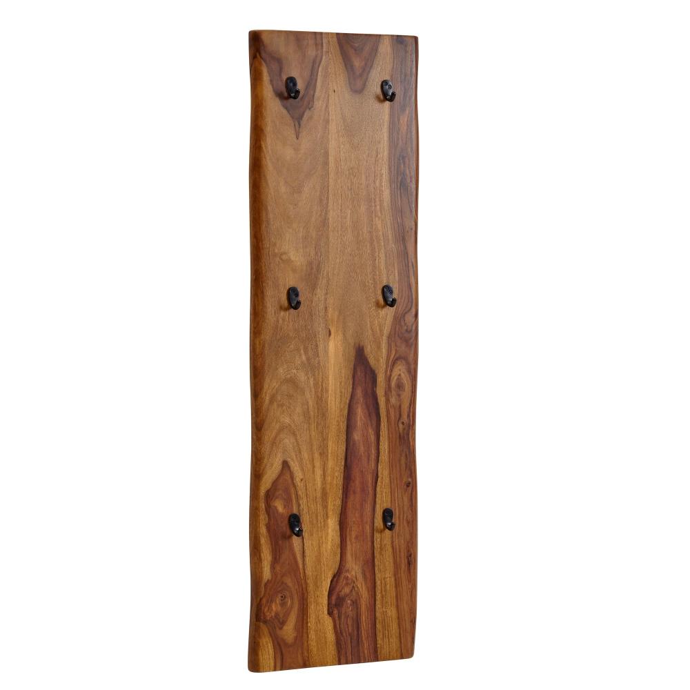 KADIMA DESIGN Wandgarderobe aus Sheesham Massivholz und Metall - Natürliche Baumkanten, 6 stabilen Haken. Bild 1