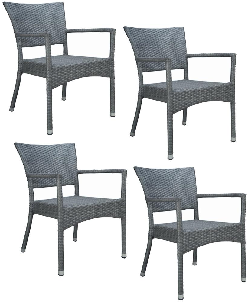 4x KONWAY® ROM Stapelsessel Quarz Premium Polyrattan Garten Sessel Stuhl Set Bild 1