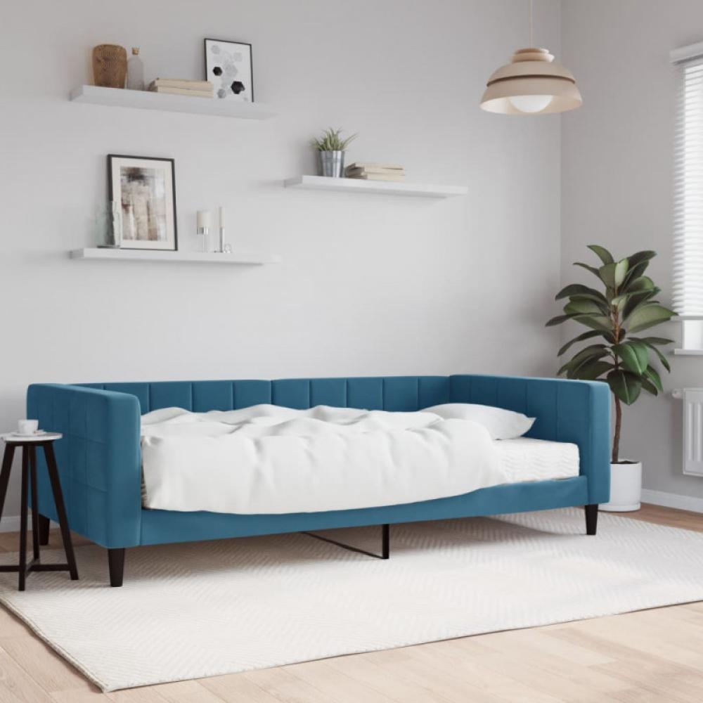 Tagesbett mit Matratze Blau 100x200 cm Samt Bild 1