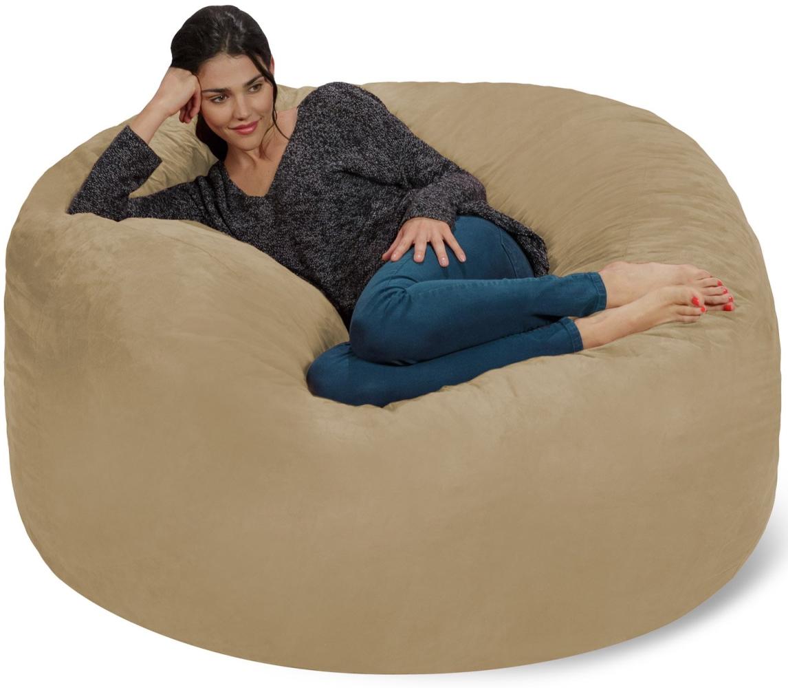 Chill Sack Bohnenbeutelstuhl: Riesen-5' Memory-Foam-Möbel Sitzsack - großes Sofa mit weicher Microfaserabdeckung - Kamel Bild 1