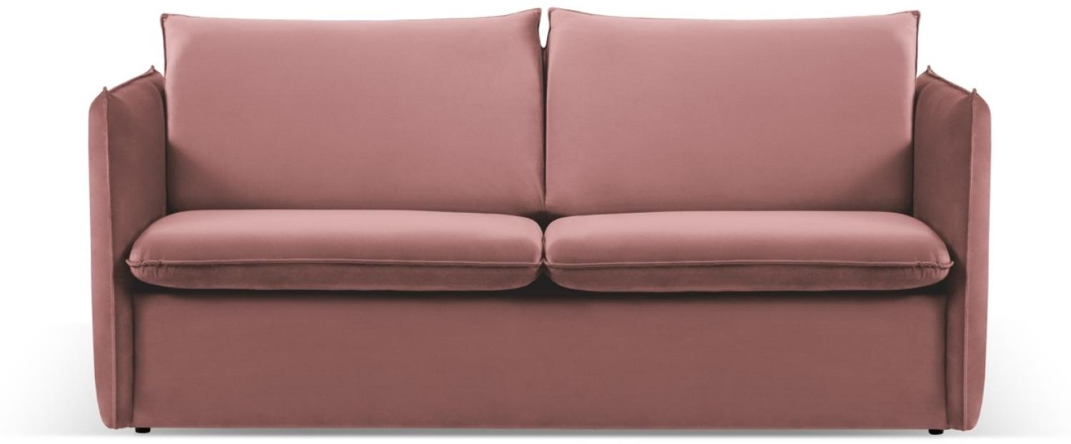 Micadoni 3-Sitzer Samtstoff Sofa mit Bettfunktion Agate | Bezug Pink | Beinfarbe Black Plastic Bild 1