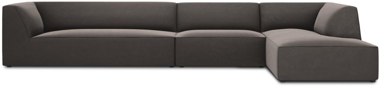Micadoni 5-Sitzer Samtstoff Modular Ecke rechts Sofa Ruby | Bezug Dark Grey | Beinfarbe Black Plastic Bild 1