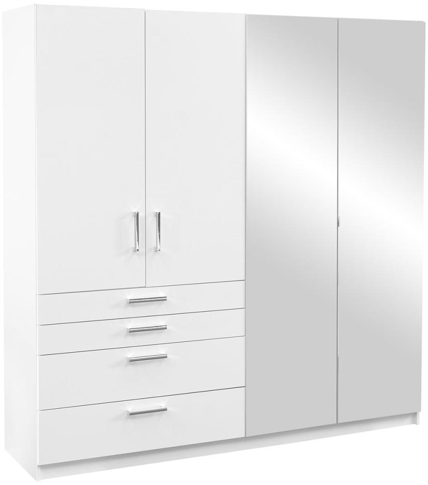 Kleiderschrank Cemiir Lux 200 (Farbe: Weiß / Weiß + Spiegel) Bild 1