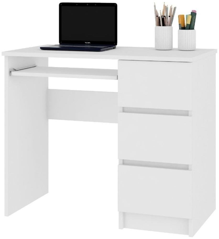 Schreibtisch KORDA A-6, 90x77x50, weiß, recht Bild 1