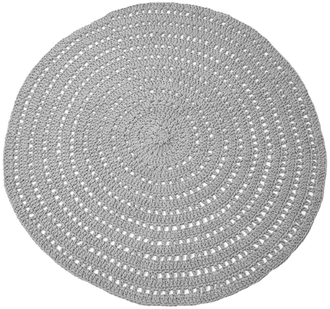 LABEL51 Teppich Gestrickt Baumwolle Rund 150 cm Grau Bild 1