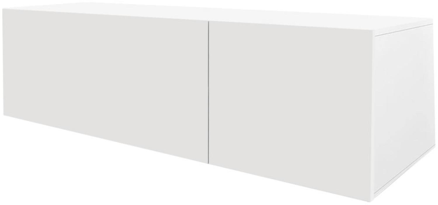 Fernsehschrank 120CM Lowboard Weiß TV Rack Fernseh Kommode Sideboard Regal Holz Bild 1